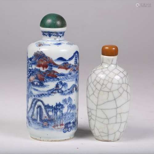 TWO PORCELAIN SNUFF BOTTLES, 19TH C.