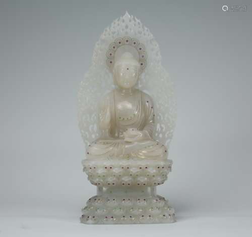 QING FINELY CARVED HETIAN JADE GUANYIN