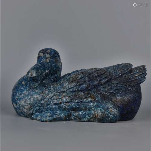 LAPIS LAZULI CARVED FIGURE OF A DUCK