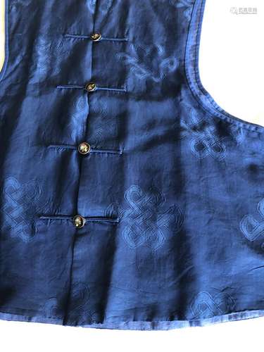 CHINESE MAN'S BLUE SILK VEST