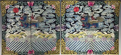 PAIR OF EMBRIODERED SILK INSIGNIA BADGES, GUANGXU