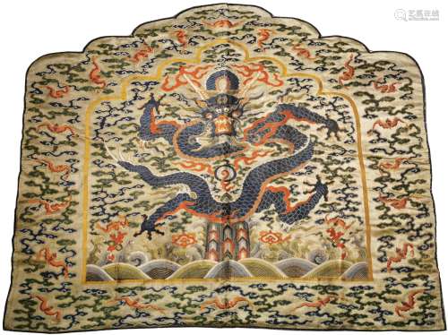 EMBROIDERED SILK DRAGON PANEL, IMPERIAL BACKREST