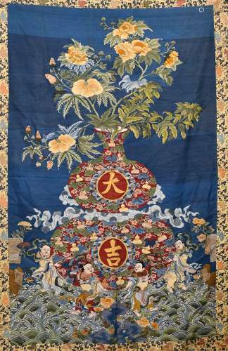 CHINESE KESI PANEL WITH FLOWERS