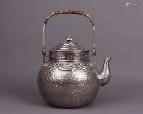 JAPANESE SILVER TEAPOT WITH MARK