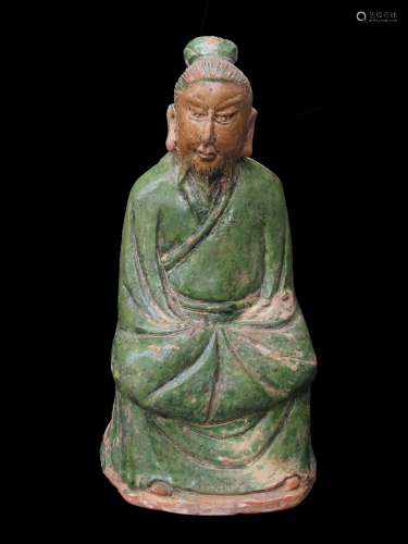 SONG DYNASTY SEATED POTTERY FIGURE