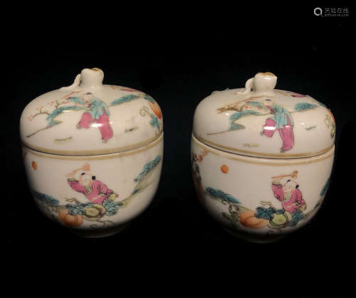 PORCELAIN COVERD JARS WITH  PERIOD MARK