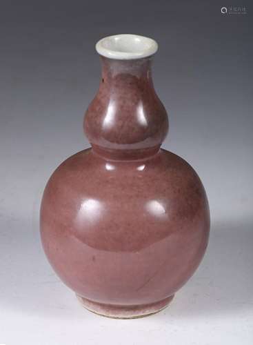 DOUBLE GOURD COPPER RED VASE WITH MARK