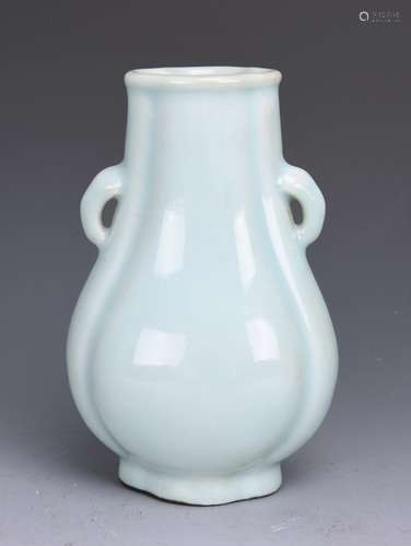 LIGHT BLUE GLAZE PORCELAIN VASE WITH MARK