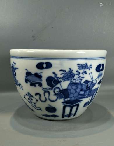 BLUE AND WHITE PORCELAIN WASHER