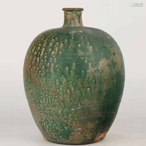 GREEN GLAZED POTTERY VESSEL