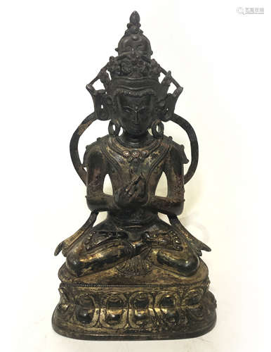 GILT BRONZE FIGURE OF GUANYIN