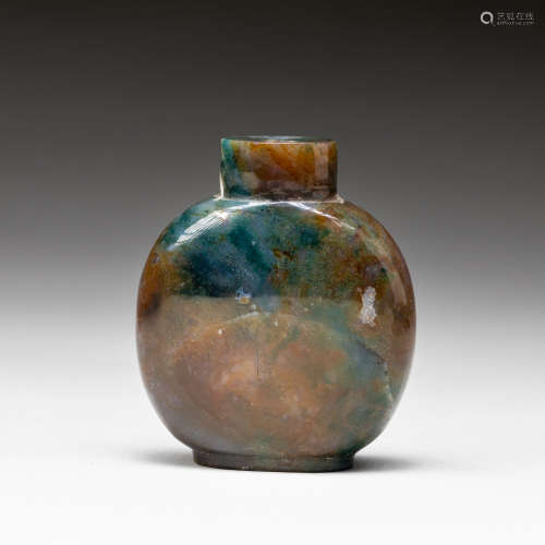 19th Chinese Antique Moss Agate Snuff Bottle