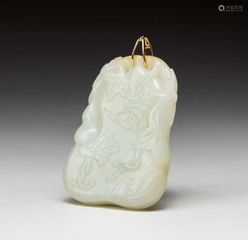 19th Chinese Antique White Jade Double Gourd