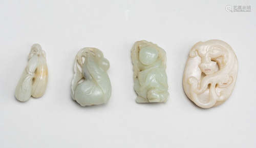 Group Of 18-19th Chinese Antique Jade Pendants