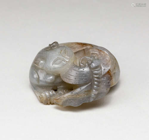 Ming Or Later Chinese Antique Jade Cat