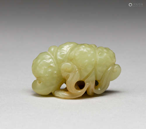 19th Important Chinese Antique Yellow Jade Water Chestnut