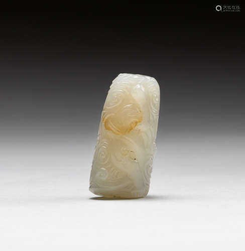 18-19th Chinese Antique White Jade Bead