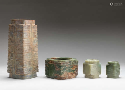 Set Of Shang Or Early Style Chinese Antique Jade Cong