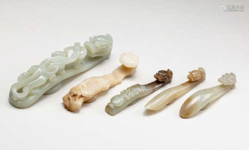 Set Of Chinese Antique Jade Belt Hooks