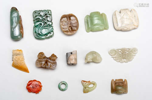 Group Of Chinese Antique Jade/Agate Pendants