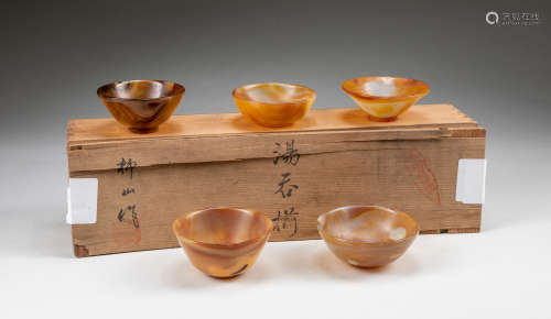 Group 19th Meiji period Japanese Antique Agate Cups