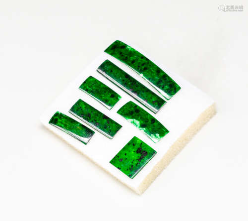 Set Of Chinese Old Jade Jadeite Ring Surface