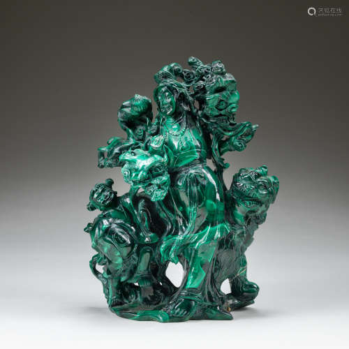 Republic Period Chinese Antique Malachite Figure Lady