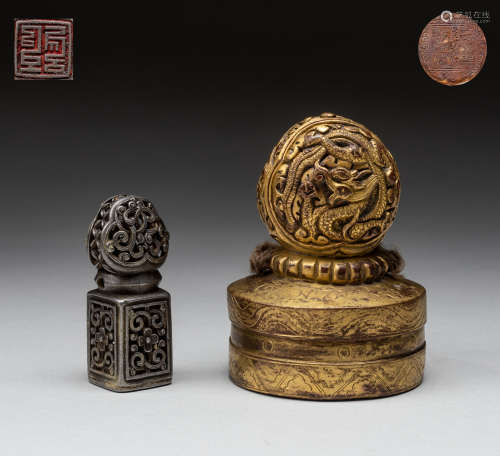 Group Of 19th Tibetan Chinese Antique Gilt Bronze/Silver Seals