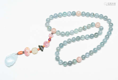 19th Chinese Antique Aquamarine Prayer Beads