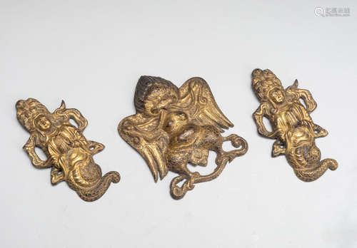 Set Of 19th Tibetan Gilt Bronze Belt Buddhas