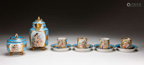 Set Of English Antique Enamel Flat Wares