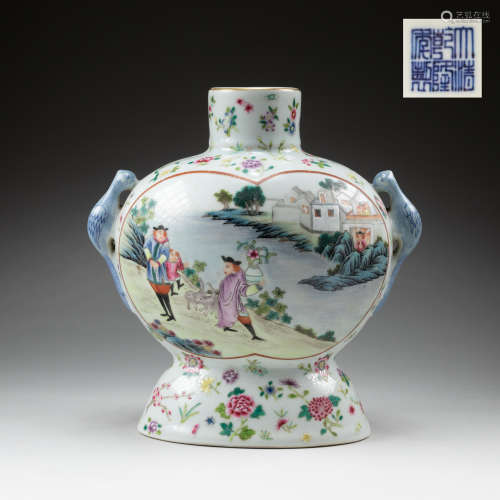 Late Ching Chinese Antique Porcelain Vase
