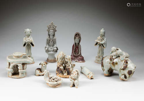 Group Of Yuan Or Later Chinese Antique Porcelain Figures