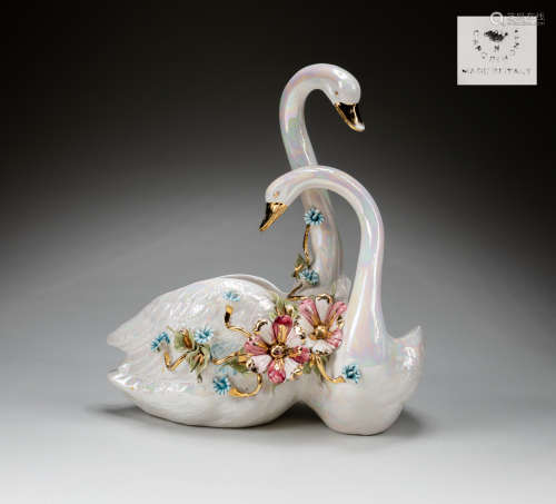 Italy Capodimonte Porcelain Swan