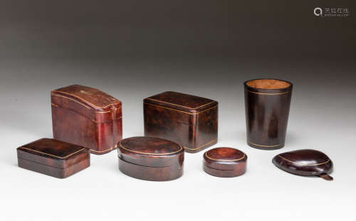 Set Of Italy Vintage Genuine Leather Boxes