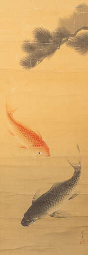 19th Japanese Antique Painting Fish