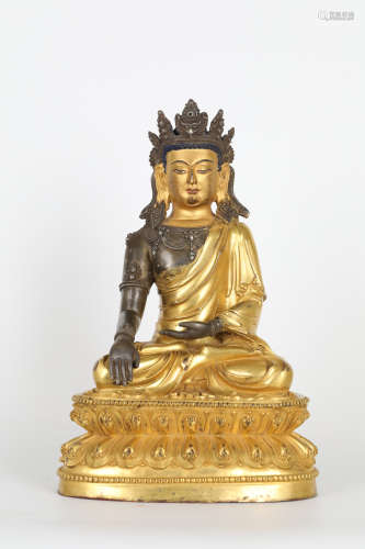 16th   Gilt bronze seated statue of sakyamuni
