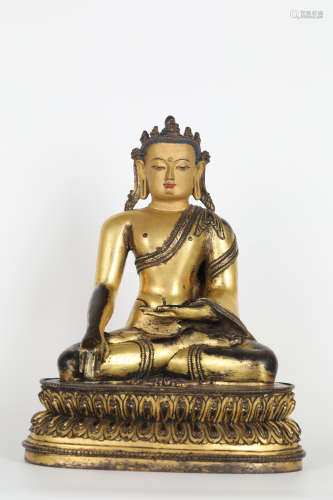 17th   Gilt bronze seated statue of sakyamuni