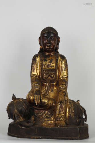 17th   Bronze gilt gold puxian sitting elephant