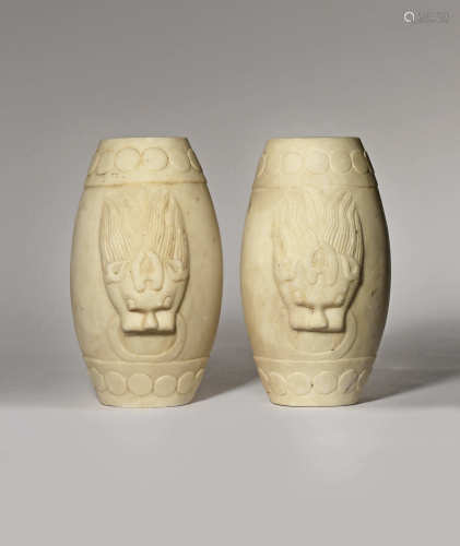 A PAIR OF CHINESE MARBLE OVOID STANDS