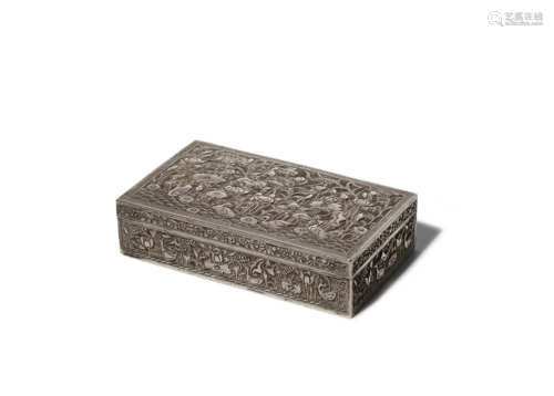 A CHINESE SILVER RECTANGULAR BOX