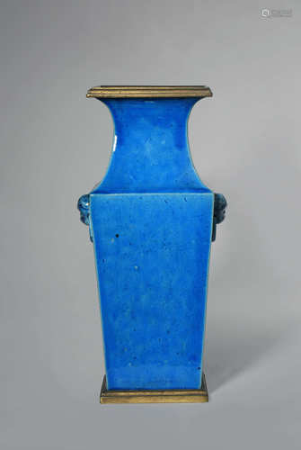 A CHINESE TURQUOISE GLAZED SQUARE-SECTION VASE