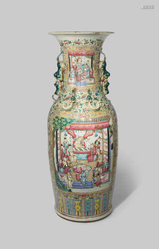 A MASSIVE CHINESE CANTON FAMILLE ROSE VASE