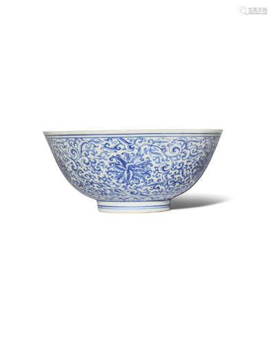 A CHINESE BLUE AND WHITE 'LOTUS' BOWL