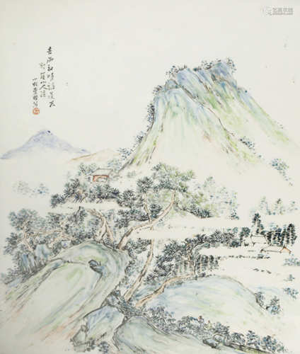 A CHINESE PORCELAIN 'LANDSCAPE' PLAQUE