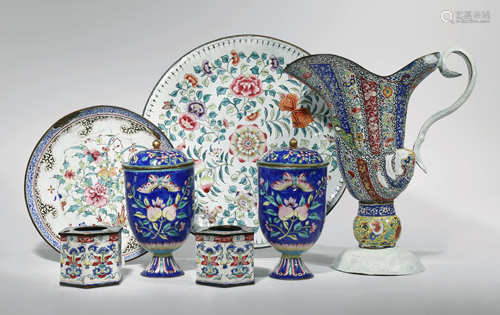 SEVEN CHINESE CANTON ENAMEL ITEMS