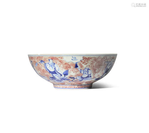 A CHINESE UNDERGLAZE BLUE AND RED 'BAXIAN' BOWL