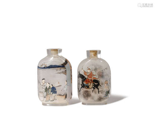 TWO CHINESE INTERIOR-PAINTED GLASS SNUFF BOTTLES SIGNED TANG ZICHUAN