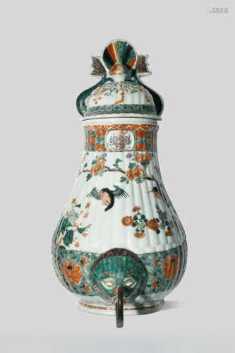 A CHINESE FAMILLE VERTE WATER CISTERN AND COVER