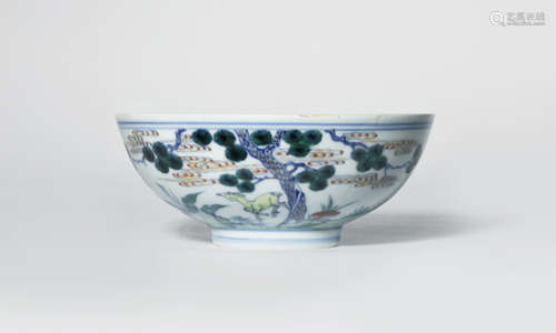 A CHINESE DOUCAI  'DEER' BOWL